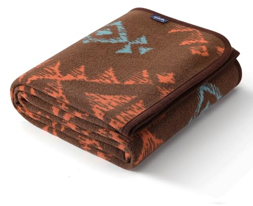 ACUSHLA Decke aus Merinowolle, weich, warm, dick, waschbar, große Überwurfdecke für Camping, Bett, Couch, Outdoor, Reisen, jedes Wetter, Navajo-Stil, Braun, 200 x 160 cm