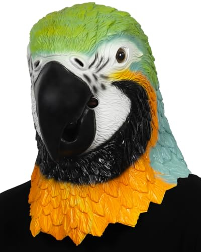 shayulajiao Papagei maske & Tierkostüm aus Latex | Atmungsaktive Vogelmaske für Karneval,Fasching & Halloween | 3D-Federdesign für Maskenbälle & Weihnachtsmarkt -Maske Erwachsene (Einheitsgröße)
