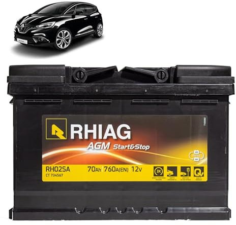 Batteria 70Ah A.G.M. per Renault Scenic/Grand Scenic 1.5 1.6 1.7 DCI gasolio 2016+