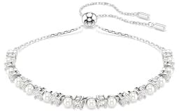 Swarovski Matrix-Armband, Kristallperle, Rundschliff, klar, rhodiniert, One Size, Kristall, Kristall