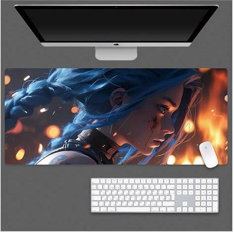 Tapis De Souris Gamer Jinx Tapis De Souris De Jeu for Ordinateur Portable, Tapis De Bureau, Tapis De Souris Animé, Tapis De Souris De Jeu, Clavier PC Étendu, Imperméable Et Antidérapant(A,900x400mm)