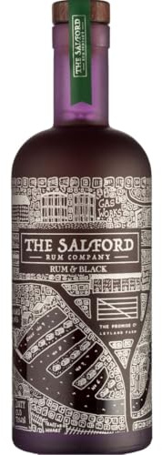 The Salford Rum Company Rum & Black 70cl (28% ABV) - Smooth, Sweet & Moreish Blackcurrant Flavours With A Warming Rum Hit - A Delicious Drink - Beautifully Presented Limited Edition Bottle Design