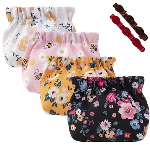 4Pack Treadcrck Portable Mini Storage Bag, Portable Mini Storage Bag for Purse, Mini Portable Storage Bags, No Zipper Self-Closing Mini Makeup Bag Organizer for Women (4pcs B)