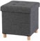 Zedelmaier Sitzhocker mit Stauraum, Hocker mit Holzfüßen,Aufbewahrungsbox mit Deckel,Fußhocker, bis 300 kg belastbar, für Eingang, Wohnzimmer, Schlafzimmer (Dunkelgrau)