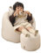 hoopyosms Kinder Sitzsack mit Fußhocker, Ergonomisches Kinder Relax-Sofa aus Pflegeleichtem und Strapazierfähigem Lederbezug, Kinder Sofa für Kinderzimmer oder Spielecke, Weiß