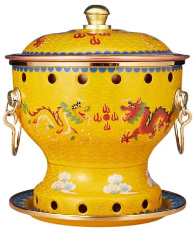 NIBHZ Shabu-shabu Shabu-shabu Hot Pot Feuertopf Heißer Topf Kleiner Kupfertopf für eine Person Chinesischer traditioneller Heißer Topf Alkohol Tisch Heißer Topf Geschirr,Gelb,C