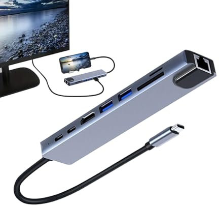 USB C Hub, Laptop Multiport Adapter, 8 In 1 Docking Station, High-Speed Data Transfer, 4K USB Data Ports, Quick Transmission, Easy Connection For Printer, Camera And Keyboard