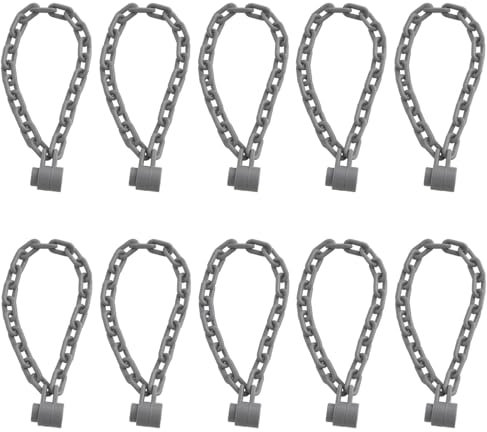 ECSiNG Bausteine, lange Eisenkette, kompatibel mit LEGO 30104, Länge 12,7 cm, 21 Glieder, segmentierte Kette, Konstruktionsmodell, Dunkelgrau, 10 Stück
