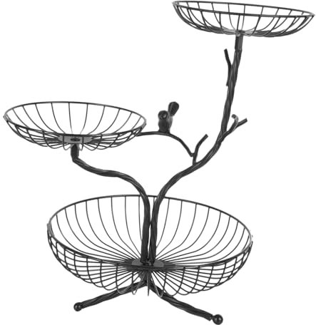 KOMBIUDA Stöckiger Obstkorb Aus Eisen Schwarz Für Zuhause Gemüse Aufbewahrungshalter Snack Lagerung Korb Küche Organizer