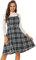Allegra K Robe mi-Longue Vintage sans Manches de Boutons à Carreaux de Noël pour Femme Noir XXL