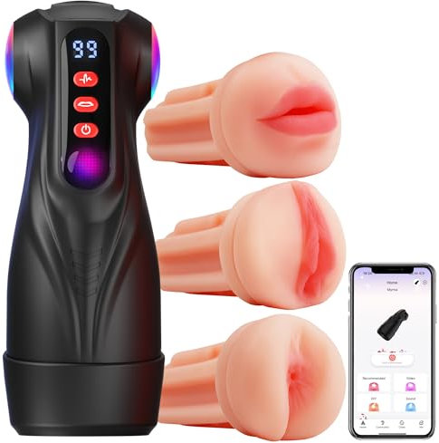 Tauara Masturbieren für Männer Masturbator, Sexspielzeug Sets 3 Liner Sex Spielzeug für die Männer Vagina Blowjob Anal, APP Masturbatoren 9 Vibration und Saugen Taschenmuschi Vibratorensets