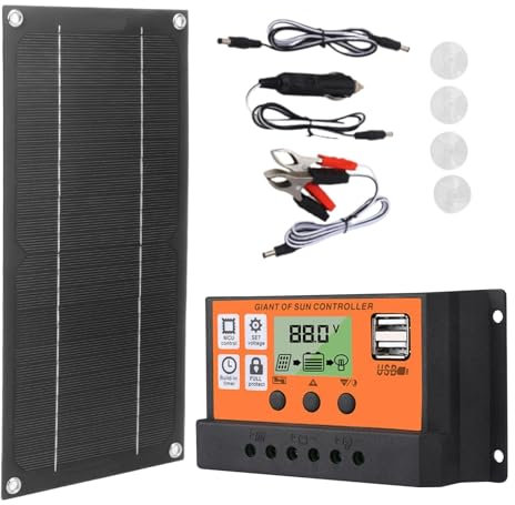 Acunny Kit de Panel Solar Kit de Panel Solar Portátil - Kit de Panel Solar para Vehículo - Kit de Panel Solar Multifuncional 600W 100A 18V RV con Controlador, Kit de Panel Solar