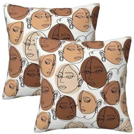 peiyeety Line Face 2 Kissenbezüge, modisch Bedruckt, seitlicher Reißverschluss, Outdoor-Farmhouse-Dekoration für Sofa, Couch, Bett, Wohnzimmer, Schlafzimmer, 45,7 x 45,7 cm