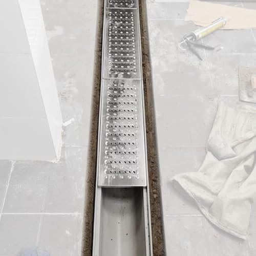 Hofablaufsystem mit Ablaufgitter, ideal für Garteneinfahrten, Duschräume und Betonböden in Werkstätten, langlebige Entwässerungsrinnen-Abdeckplatte (100 x 30 x 30 cm)