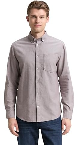 Tom Tailor Herren 1042640 Hemd, 38935 - Brown White Chambray, L EU