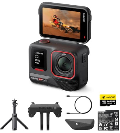 Insta360 Ace Pro 2 Auf Geht's-Bundle - 8K wasserdichte Actionkamera mit Leica entwickelt, 1/1,3 Sensor, Dual-KI-Chip-System, führende Schwachlichtleistung, bestes Audio, Flipscreen & KI-Editing