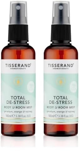 Tisserand Aromatherapy - Total De-Stress - MoodFix Mist - Orange, Geranium, Nutmeg - 100% Natural Pure Essential Oils - 100ml - Calming Mist Spray (Pack of 2)