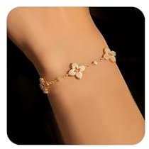 PetPong Damen Armbänder, Kleeblatt-Armband 18K Vergoldet, Hohles Vierblättriges Kleeblatt Armband, Kreuzblumenkette, Geeignet als Schmuck Geschenk zum Geburtstag und Valentinstag