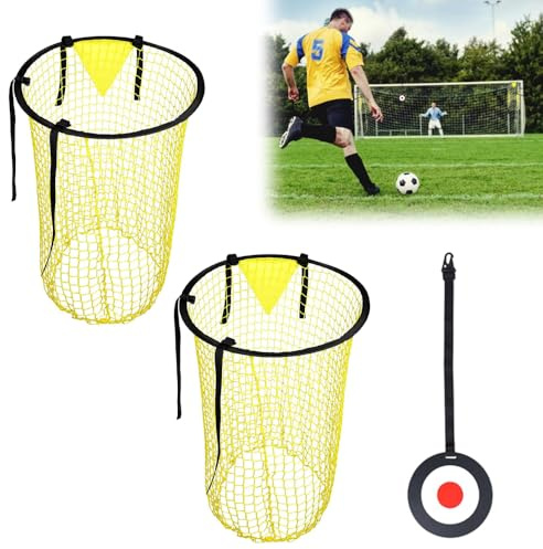 Jonuin 2 Stück Fußballtor Zielnetz Con 1 Objetivo Colgante, Fussball Ziel, Tasche Ecke Schießen Ziele, Fußball-Zielnetz, Fussball Trainingszubehör für Kinder, Erwachsene Schießgenauigkeit Verbesserung