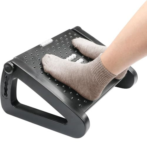 Roysmart Fußstütze Schreibtisch, Höhenverstellbare Fußbank Ergonomischer Fußablage, lindern Bein Knie und Rückenschmerzen, Rutschfeste Fußablage mit Massage Funktion für Büro und Zuhause