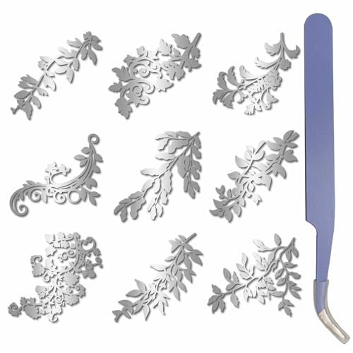 CRASPIRE 9 pz Adesivi in Metallo Argentato con Foglie di Felce Vintage Adesivi per Piante Adesivi Autoadesivi Impermeabili Adesivi Decorativi con Pinzetta per Album di Ritagli Fai da Te Creazione