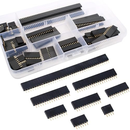 RUNCCI-YUN 60Piezas 2.54mm Pin Header Conector,Kit de Tira de Encabezado de Clavija para Placa PCB, (4/6/8/10/12/16/20/40 Pines) para Arduino Stackable Shield