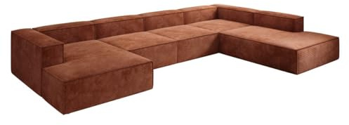 Luxusbetten24 Designer Sofa Lesley U XXL in Cord Orange Rechts