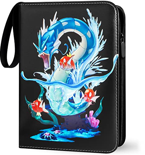 Sammelalbum für Pokemon Karten,400 Karten Sammelkarten Album 4 Taschen 50 Seiten Sammelmappe karten Ordner Heft,Hochwertiges Wasserdicht PU Leder Card Collection Sammelheft,Geschenk für kinder