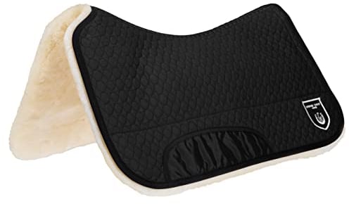 Werner Christ Westernpad/Western-Satteldecke Westernsattelpad aus echtem Lammfell (30 mm Wollhöhe), anatomisch geformt, Einschubtaschen für Polster, in schwarz, Gr.: 75x75 cm