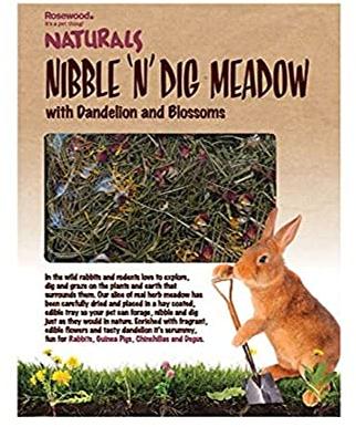 ROSEWOOD Naturals Prairie d'herbe aux pissenlits et Fleurs à grignoter et Creuser, pour Petits Animaux