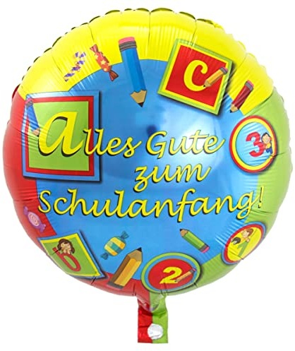 Folat Luftballon Schulanfang bunt, Folien-Ballon, 45 cm