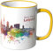 WANDKINGS® Tasse, Schriftzug Guten Morgen Leipzig! mit Skyline - GELB