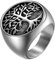 JewelryWe Schmuck Herren-Ring, Edelstahl Runden Siegelringe Baum des Lebens Lebensbaum Biker Ring, Silber Schwarz - Größe 57