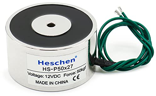 Heschen Elektromagnet P50/27, 12 V, 50 kg, Edelstahl, Zylindrisch, Silber