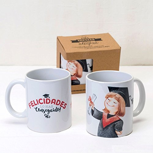 Mopec Taza Graduación Chica, Cerámica, Blanco, 1 Unidad (Paquete de 1)