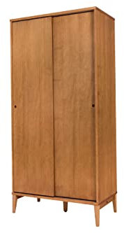 Memomad Kleiderschrank Charme 2-Türig Oak Schwebetürenschrank aus Massiv Holz, die Schranklösung für kleine Schlafzimmer Stabiler Schrank mit 2 Schiebetür und viel Stauraum