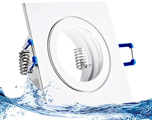 trendlights24 Mare IP44 Bad LED Einbaustrahler 230V Weiß eckig 3 Stufen dimmbar ultra flach 35 mm 3er Set 5W Neutralweiß Deckenleuchten für Feuchtraum