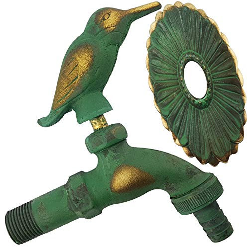 MegaHaustechnik Nostalgie Auslaufventil 1/2 Zoll AG | Wasserhahn Antik Vogel patiniert