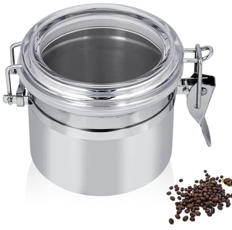 HERCHR Kaffeedose Luftdicht, Edelstahl Kaffeedose Kaffeepulver Dose, Vorratsdose Kaffeebehälter Vorratsbox Frischhaltedose Box, Vorratsdosen Luftdichte Dose Dose Luftdicht, Capacity 100g-150g