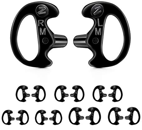 Zeadio 8-Paar Pro-Grade verdeckte Überwachungs-Ohrstöpsel, Ersatz-Ohrstöpsel, Silikon-Ohrpassform-Ohrstöpsel für Zwei-Wege-Funkohrhörer mit Audio-Spulenschlauch(Schwarz)