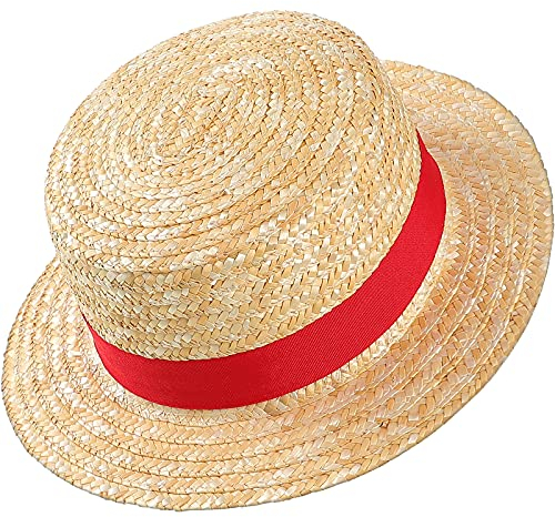 Boater Hat Straw Skimmer Hat Straw Braid Boater Hat Wide Brim Boater Hat Summer Straw Hat 1920s Costume Accessories for Men and Women Yellow