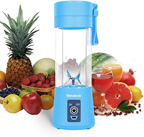 Personal Blender, Portable Blender for Smoothies and Shakes Handheld Electric Fruit Mixer Machine Six Blades 380mL USB Rechargeable Ice Mini Juicer Cup Home/Office/School/Outdoors (Blue)