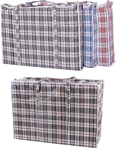 SAPRA® | 3er-Pack | Extra große, starke und langlebige Jumbo-Beutel für Wäsche, Einkaufen, Umzug, Aufbewahrung mit Reißverschluss und wiederverwendbar, sortiert (XXL).