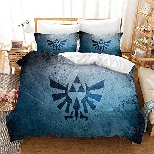 Fgolphd Zelda bettwäsche und Kissenbezug 3D Digital Print Mikrofaser Bettwäsche-Sets Für mädchen Teenager Jugendliche (8,Single 135×200CM)