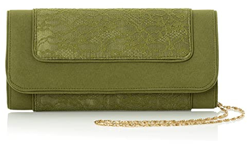 Ruby Shoo Tirana Olive Lace Clutch Bag (Matches Melinda Heels)