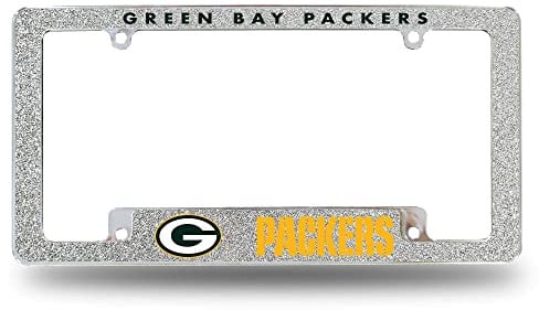 Rico Industries NFL Green Bay Packers Chrome All Over Automotive Bling Kennzeichenrahmen 30,5 x 1,8 m Chrom All Over Automotive Bling Kennzeichenrahmen Design für Auto/LKW/SUV