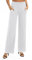 EXCHIC Damen Leichtgewicht Elastisch Hohe Taille Hose Casual Weite Bein Dehnbar Lounge Hosen mit Taschen (M, Weiß)