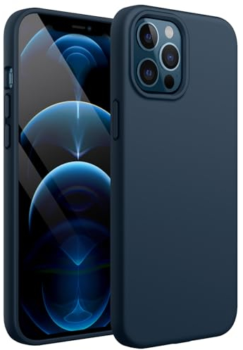 JETech Silicone Case for iPhone 12 Pro Max 6.7-Inch, Silky-Soft Touch Full-Body Protective Phone Case, Shockproof Cover with Microfiber Lining (Navy)