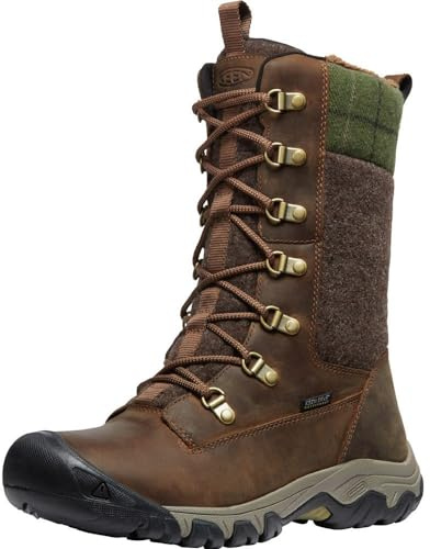 KEEN Damen Greta Tall Boot Waterproof Schneestiefel, Dark Earth/Green Plaid, 38 EU
