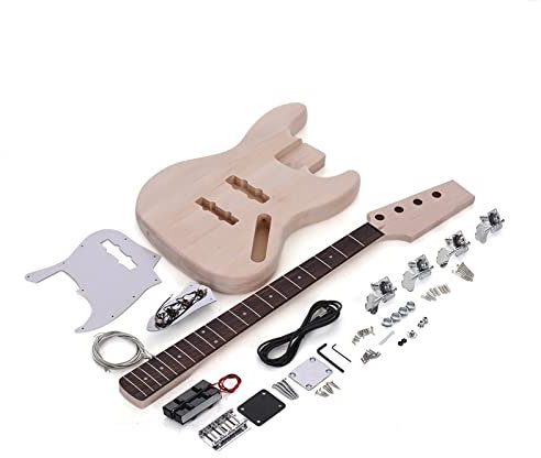 E-Bass Im Bass-Stil, 4-saitig, Bausatz, Korpus Aus Massivem Lindenholz, Ahornhals, Palisander-Griffbrett, Bausatz DIY Bausatz E-Gitarre